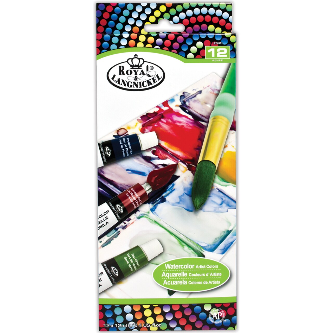 Royal & Langnickel(R) Watercolor Paints 12ml 12/Pkg-Assorted Colors